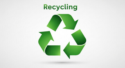 Green recycling symbol with arrows on white background representing eco friendly practices and sustainability