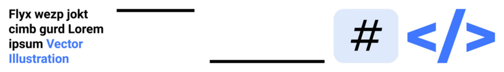 Obraz premium Text overlay with coding brackets and metadata tag design in blue tones. Ideal for technology, web development, branding, analytics, user interface, social media, simple landing page