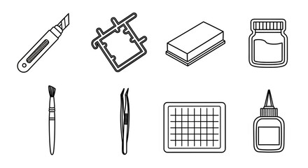 Obraz premium Set of line art hobby craft tools
