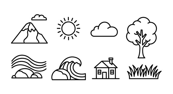 Set of nature and weather icons