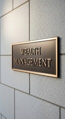 Professionally designed metallic plaque displays service description affixed to a textured architectural surface.