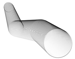 曲線・流線・ウェーブ背景　畝り・円形　黒