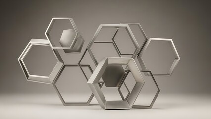 Abstract honeycomb structure design isolated on neutral background copy space