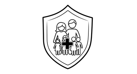 Family Shield Protection Symbol Emblem.