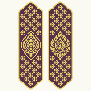 Kbach Khmer ornament floral pattern door art decoration border banner
