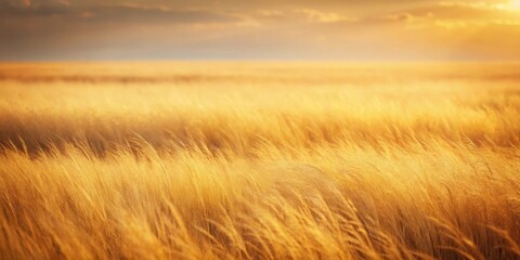 Obraz premium Golden Hour Meadow Serene Field of Tall Grass Swaying Gently in a Warm Sunset Breeze