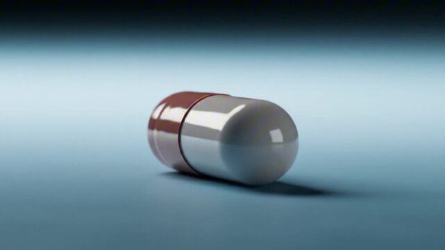 A twotone capsule on a blue background with a smooth gradient