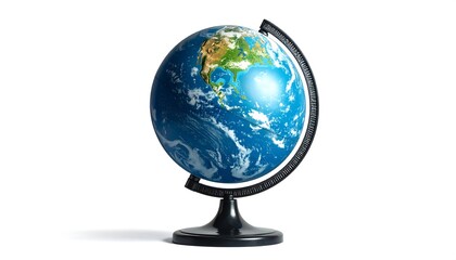 A globe on a stand against a white background