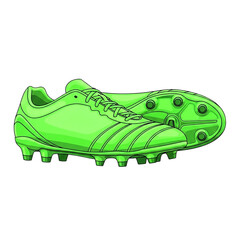 A vibrant green football boot with visible studs digitally illustrated