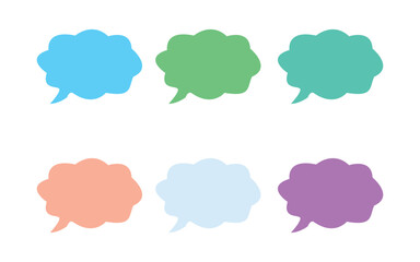 Colorful speech bubbles in various shapes and sizes for creative communication