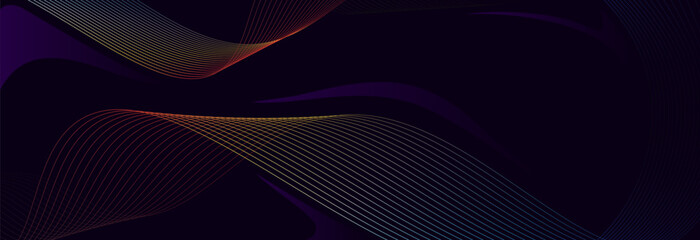 Abstract Flowing Wave Purple Gradient Background with Rainbow Lines