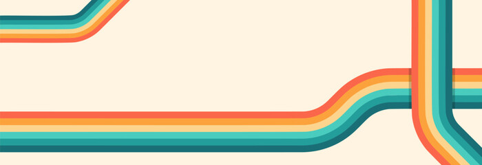 Minimalist Retro Line Curved Composition in Vintage Background