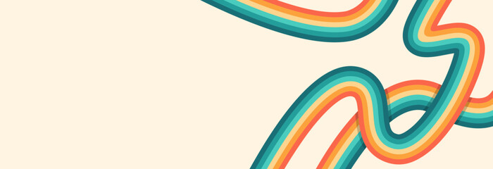 Minimalist Retro Line Curved Composition in Vintage Background