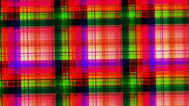 Vibrant colorful plaid pattern with dynamic geometric shapes