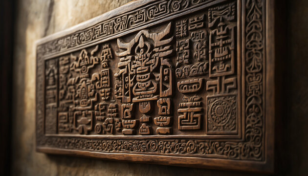 Ancient stone relief carvings and detailed religious sculptures decorate the weathered walls of this historic Asian temple monument