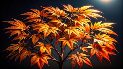 Golden Hues of Autumnal Foliage, a Vibrant Display of Nature's Seasonal Transformation on a Dark Background