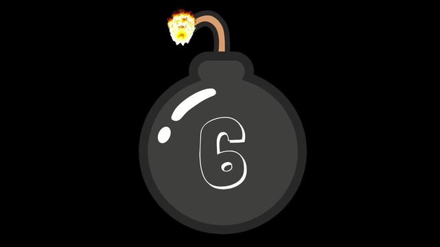 10 Second Cartoon Bomb Countdown Timer Animation with Smoke
