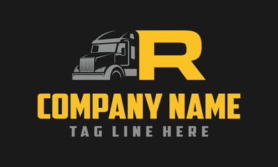 Letter R Truck logo vector 