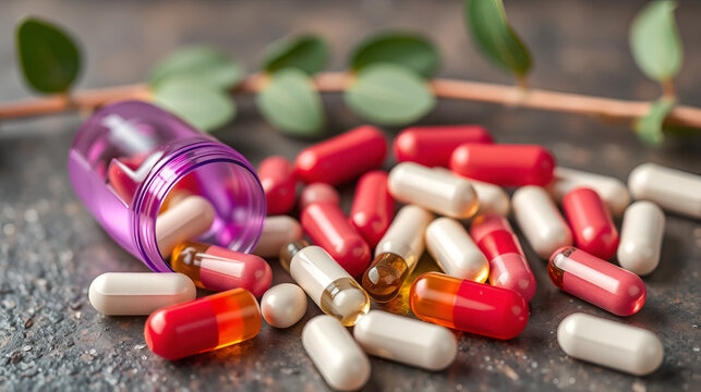 frasco con pildoras pastillas o medicamentos capsulas de medicina alopata y alternativa tratamiento para la salud y el bienestar