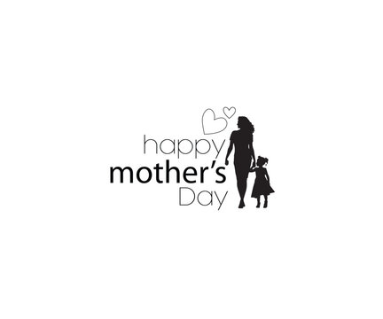 Happy Mother's Day Calligraphy Lettering with Hearts