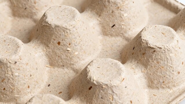 Macro texture of recycled molded paper pulp material, eco-friendly sustainable packaging background