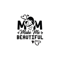 Happy Mother's Day Calligraphy Lettering with Hearts