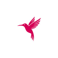 Obraz premium Pink hummingbird silhouette in flat vector style isolated on white background