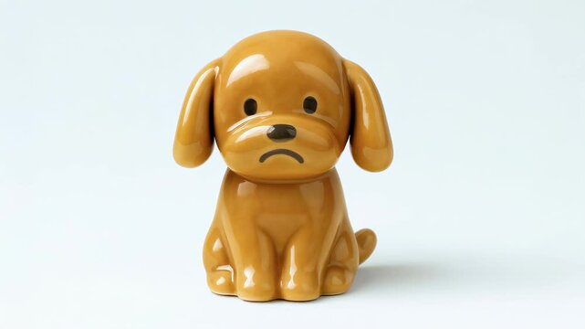 礼儀正しくお辞儀する陶器の犬キャラクター