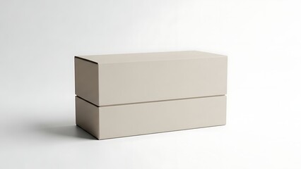 Plain Cardboard Box on White Studio Background.
