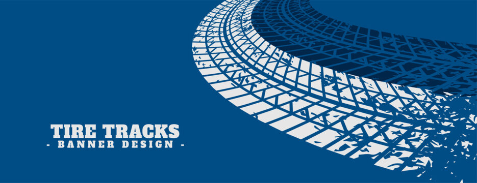 abstract tire track print mark on grunge banner