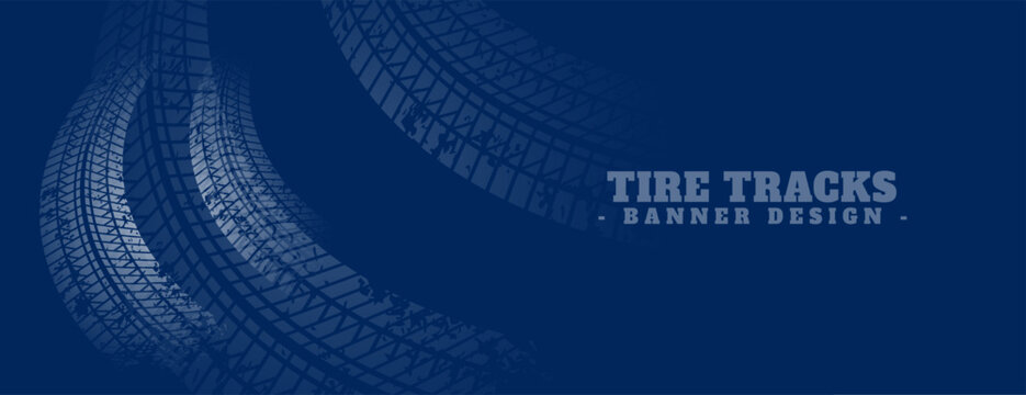abstract wheel tire track pattern banner in grungy style