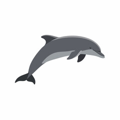 Obraz premium Flat Cartoon Style Playful Dolphin Character Aquatic Mammal Illustration