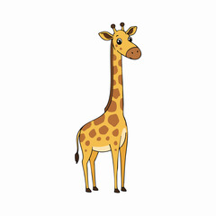 Obraz premium Flat Style Smiling Giraffe with Brown Spots Wild Animal Illustration