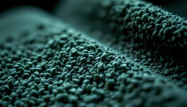 A close up view of what appears to be microscopic spheres or particles against a darker background