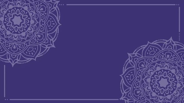 Animated of ornamental mandala floral corner designs which rotates and subtle frame lines, perfect for invitations, greeting cards, social media banners, stationery and decorative print projects.