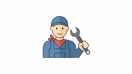 Fototapeta premium Mechanic Holding Wrench Tool Smiling.