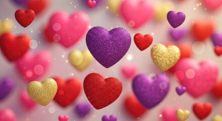 Fototapeta premium Colorful Hearts Background for Valentines Day Celebration.