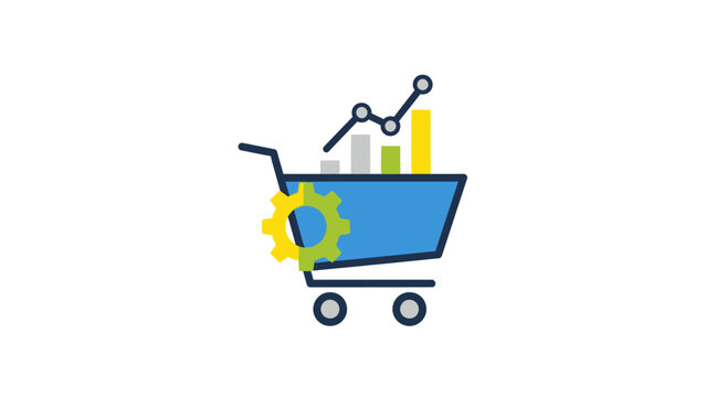 Shopping Cart with Graphs and Charts Inside.