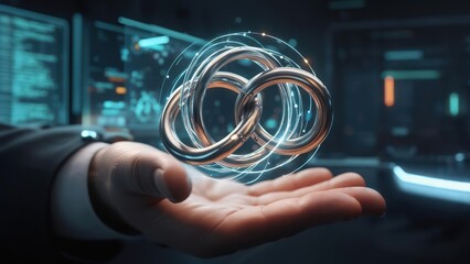 Floating metal rings in a hand