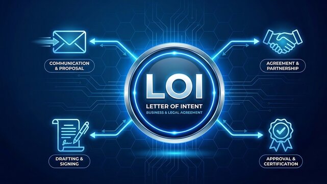 LOI acronym, Letter of intent concept, formal document often used in various business and legal contexts to express an individual or organization's intention to engage in a particular transaction ai