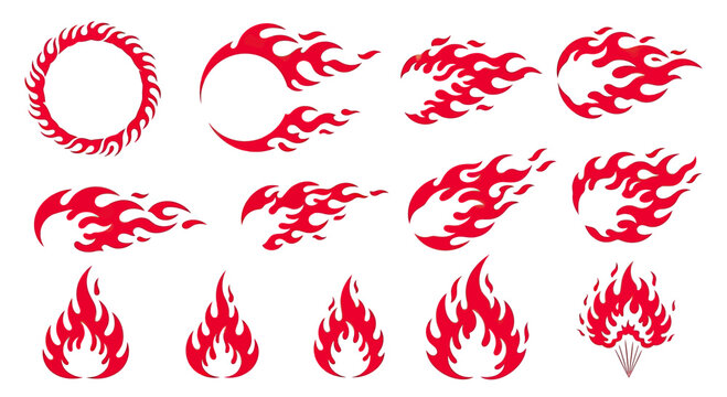 Dynamic Red Fire Flames and Fiery Bursts Collection.