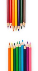Fototapeta premium Colorful Pencils on White Background - A Vibrant Art Supplies Collection.