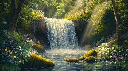 Forest waterfall scene (1)