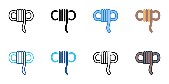 Rescue rope icons set multiple style collection. Editable stroke 
