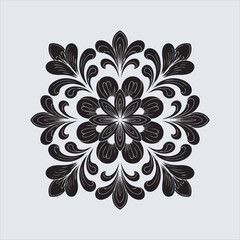 Fototapeta premium Blue floral mandala vector design, Decorative snowflake mandala ornament, Symmetrical flower pattern illustration, Elegant blue mandala on white background, Abstract floral ornament circular design