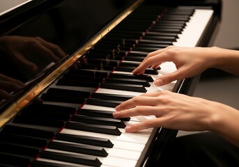 Fototapeta premium Refined piano playing evokes peace and elegance with nimble fingers