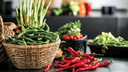 Fresh vegetables in baskets