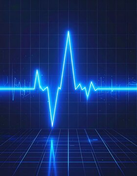 A blue ecg line on a grid background