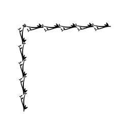 black leaf branch corner icon on white background