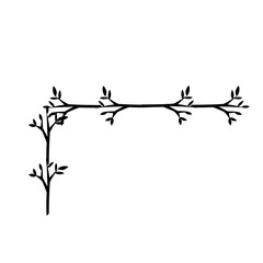 Obraz premium black leaf branch corner icon on white background